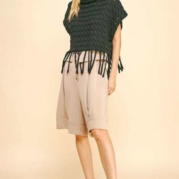 Davi & Dani Fold Over Waist Band Strap Detail Short - Picture 10 of 10